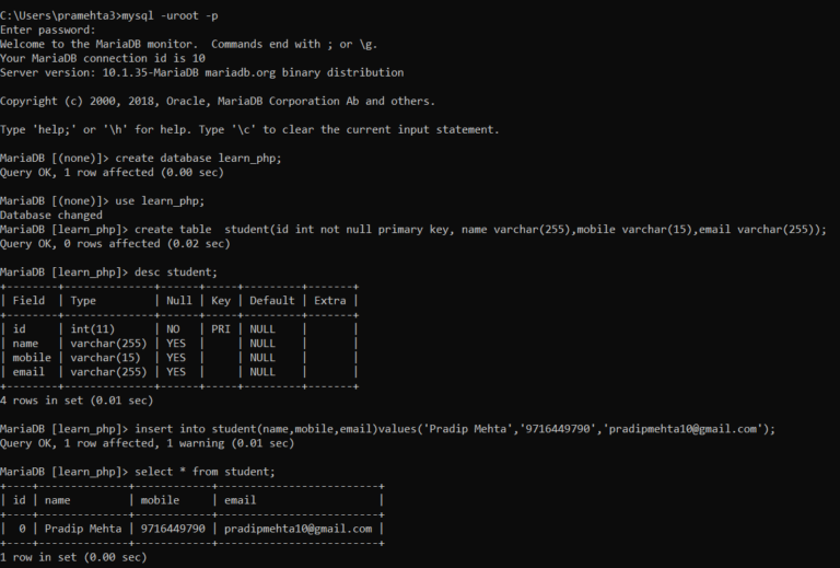 Mysql Statements By Using The Command Prompt Riset