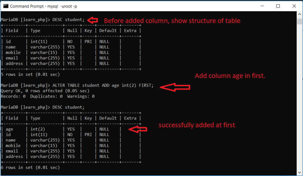 Mysql Alter Table Add Column In Mysql Table MySQL Alter Commands